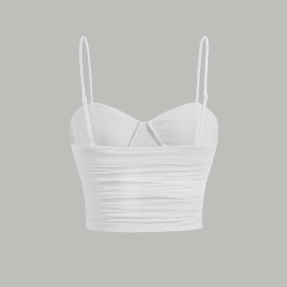 12th Tribe White Ruched Bustier Crop Top - Picture 2 of 4